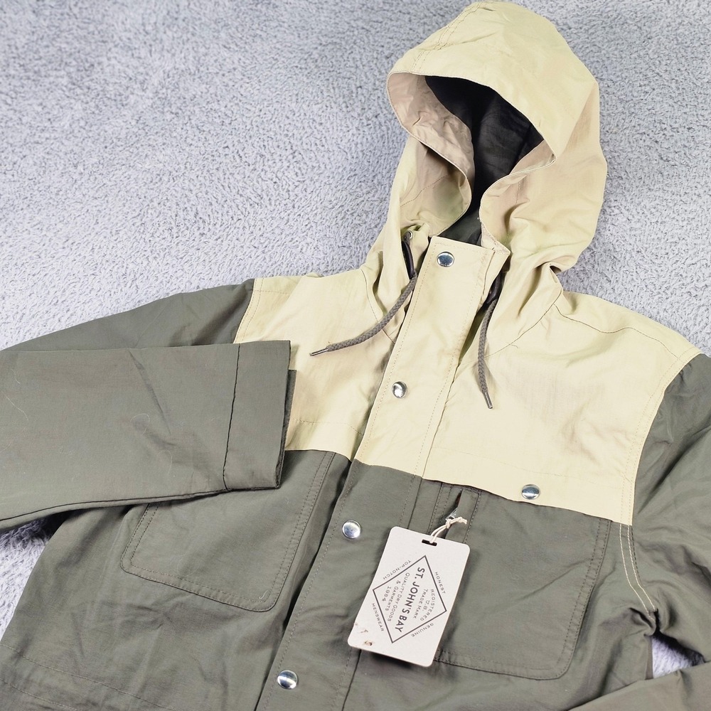 St. John's Bay Jacket Mens Small Olive Khaki Hooded Parka Outdoor Nylon‎